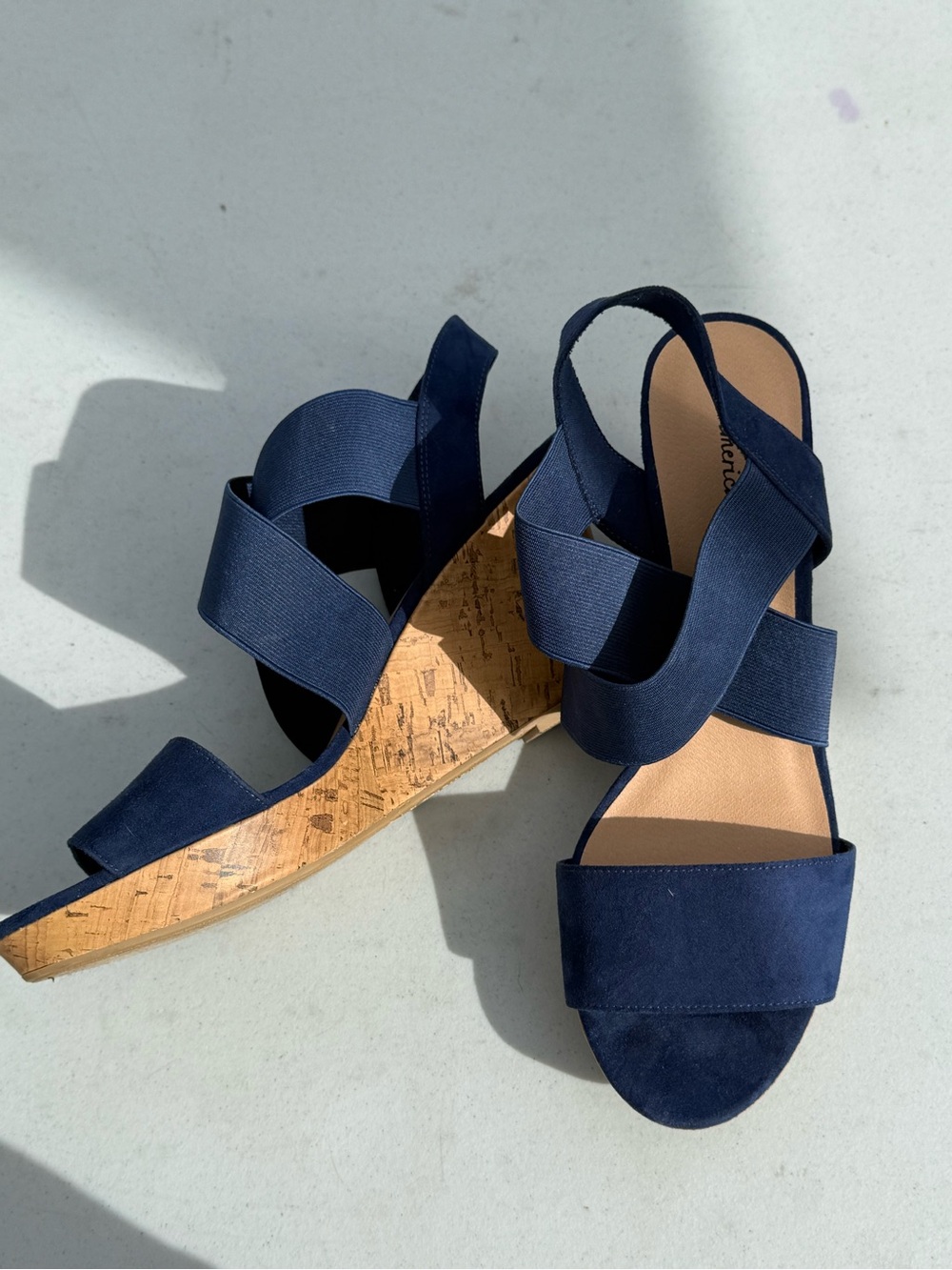 American Eagle Outfitters Navy Cork Wedge Sandals